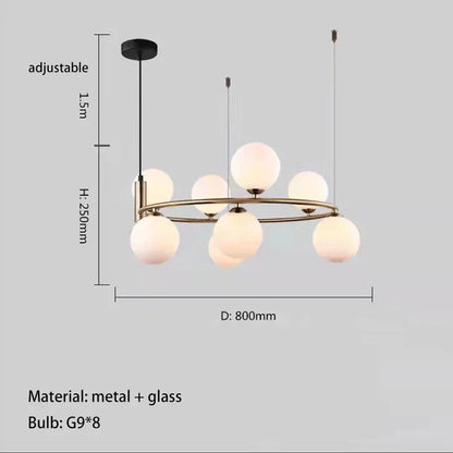 Moderne Glazen Bollen Kroonluchter – 4/6/8 Lichten | Goud of Zwart