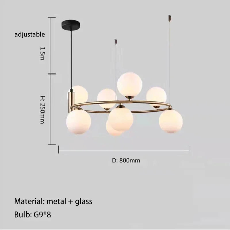 Moderne Glazen Bollen Kroonluchter – 4/6/8 Lichten | Goud of Zwart
