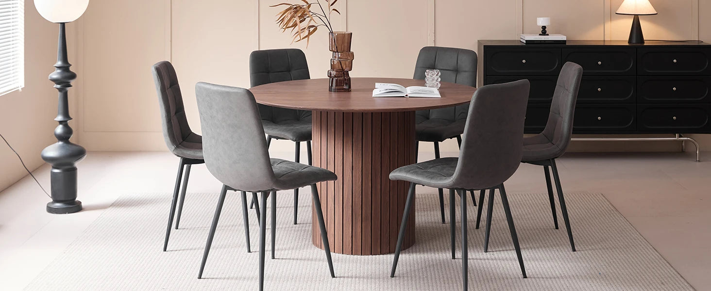 Round Dining Table 120cm - Modern Farmhouse Style for 4-6 People