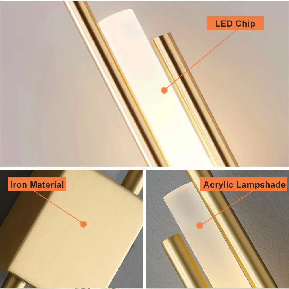 Nordic LED Wall Lamp – Modern Up & Down Sconce | Black/Gold | Bedroom, Living Room, Hallway
