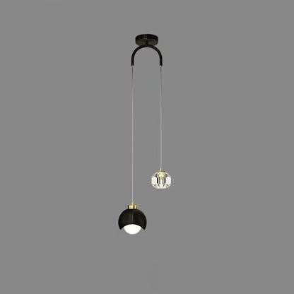 Arc Arm Crystal Pendant Light – Black & Gold