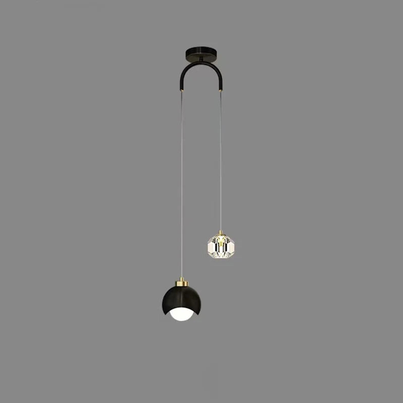 Arc Arm Crystal Pendant Light – Black & Gold