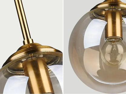 Glass Ball Pendant Light | 3 or 5 Heads | Amber, Clear or Smoke Gray | E27