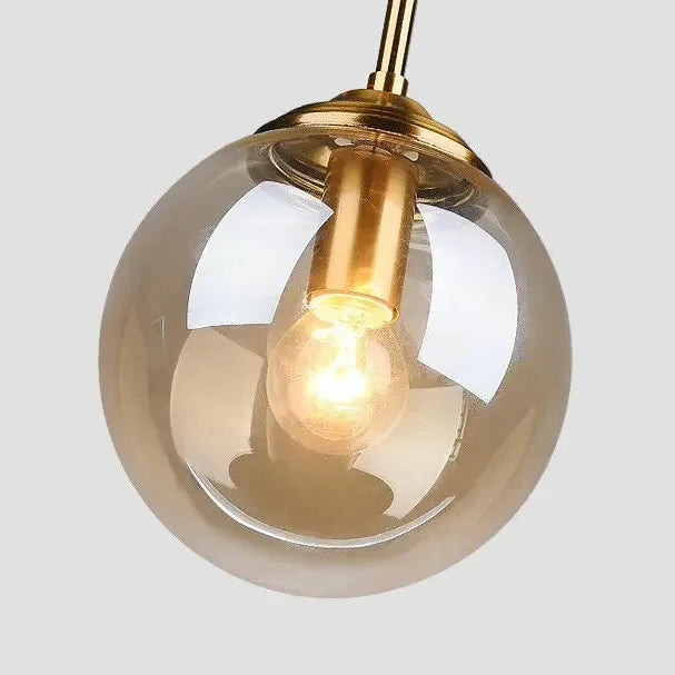 Glass Ball Pendant Light | 3 or 5 Heads | Amber, Clear or Smoke Gray | E27