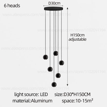 Modern LED Circular Pendant Chandelier - Multi-Light Stairwell Fixture