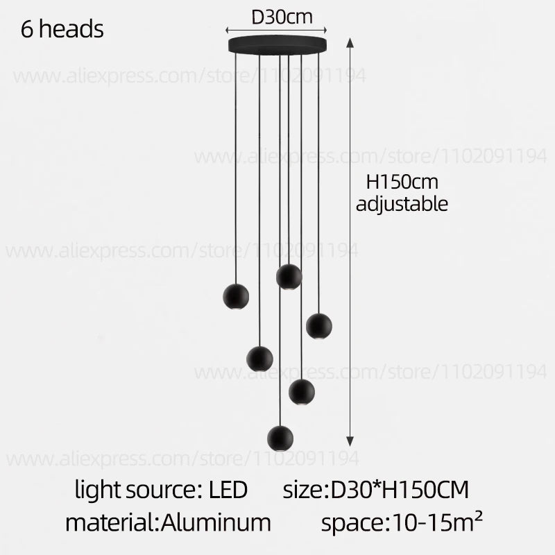 Modern LED Circular Pendant Chandelier - Multi-Light Stairwell Fixture