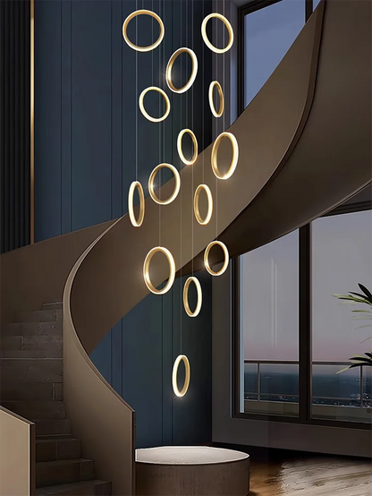 Stairwell Chandelier Crystal Ring - Modern for Staircase & High Ceilings