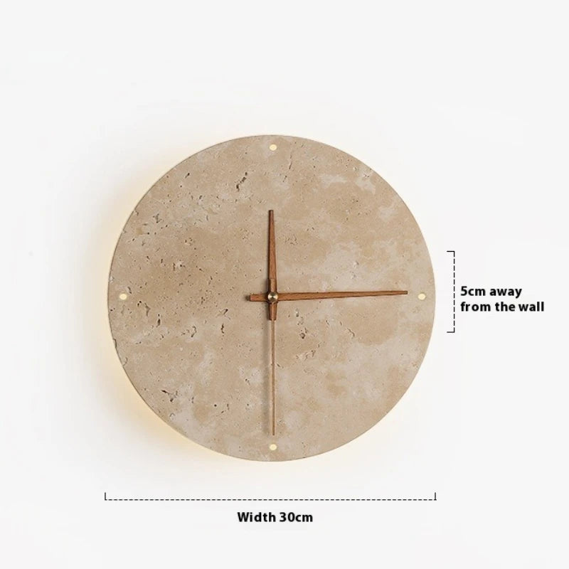 Round Stone LED Wall clock Sconce – Wabi Sabi, 23 or 30 cm