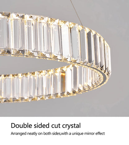 Crystal Chandelier Double Rings 55cm - Pendant Light
