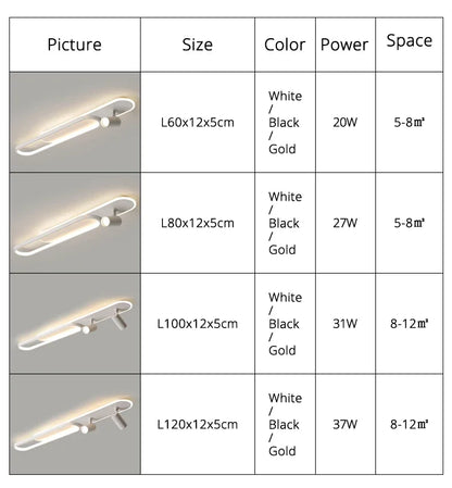 Dimbare LED Plafondlamp met Spotlight – 60/80/100/120 cm | Zwart, Wit of Goud