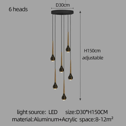LED Staircase Pendant Light – Black and Gold