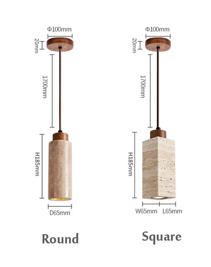 Natural Travertine Pendant Light - Japanese Wabi-Sabi Stone Lamp
