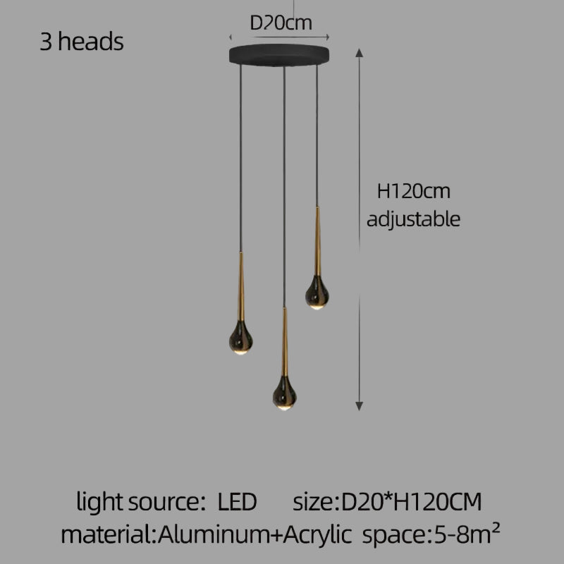 LED Staircase Pendant Light – Black and Gold