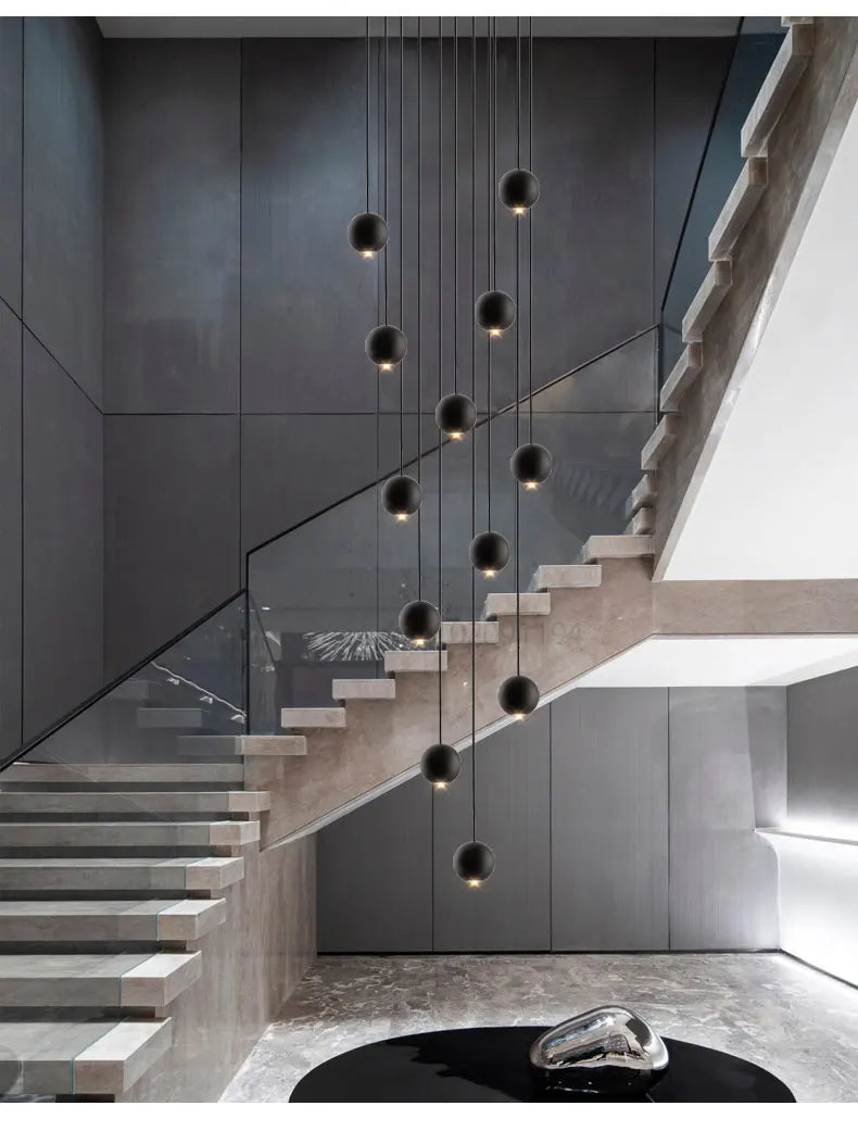 Modern LED Circular Pendant Chandelier - Multi-Light Stairwell Fixture