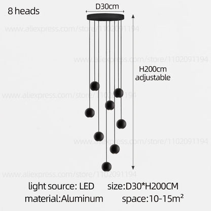 Modern LED Circular Pendant Chandelier - Multi-Light Stairwell Fixture