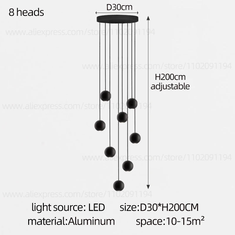 Modern LED Circular Pendant Chandelier - Multi-Light Stairwell Fixture