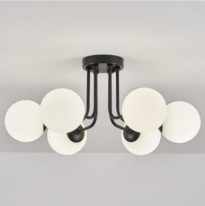 Nordic Glass Ball Ceiling Light - Modern Wrought Iron Flush Mount for Bedroom & Hallway