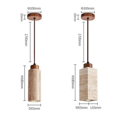 Natural Travertine Pendant Light - Japanese Wabi-Sabi Stone Lamp