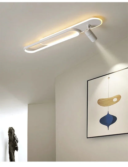 Dimbare LED Plafondlamp met Spotlight – 60/80/100/120 cm | Zwart, Wit of Goud