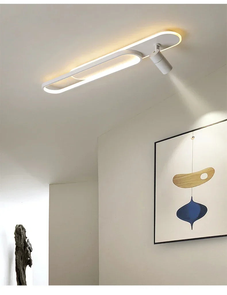 Dimbare LED Plafondlamp met Spotlight – 60/80/100/120 cm | Zwart, Wit of Goud