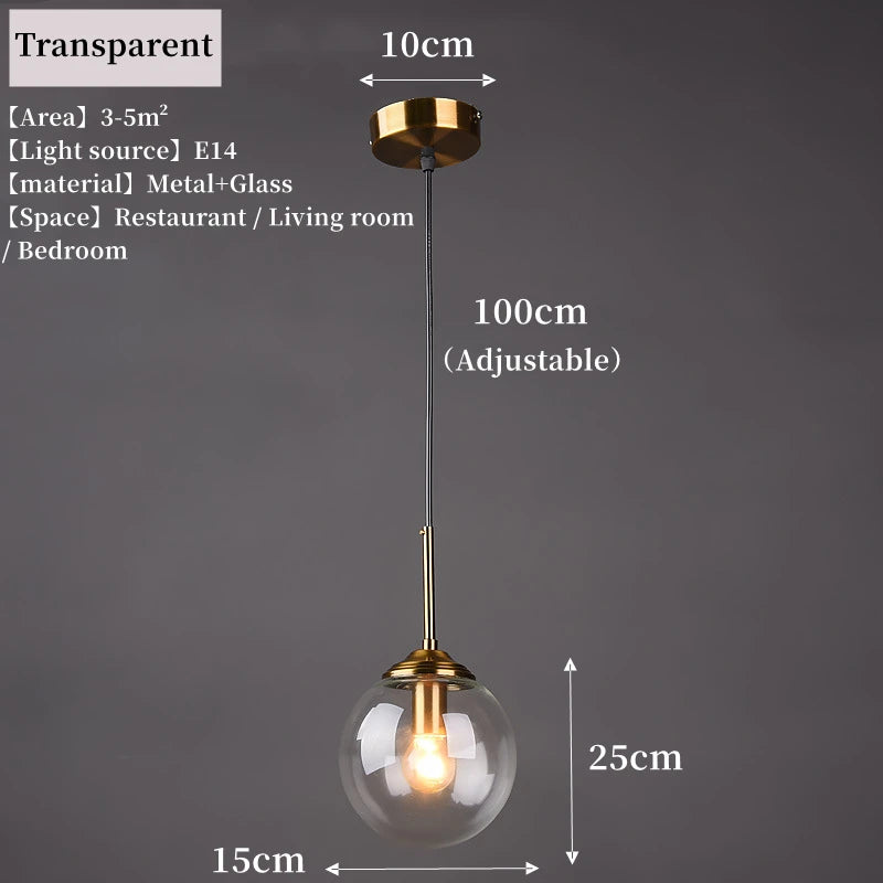 Nordic Glass Pendant Light - Modern LED Chandelier for Living & Dining Room