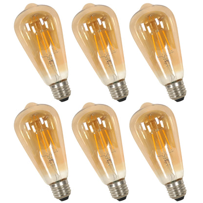 E27 LED Edison Bulb 4W Vintage Retro Filament Light Bulb ST64 Amber Glass Warm White 3000K 430LM Energy Saving Antique Screw Base Decorative Bulb