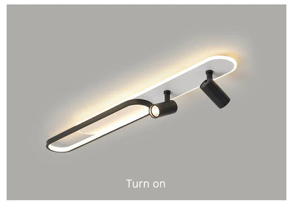 Dimbare LED Plafondlamp met Spotlight – 60/80/100/120 cm | Zwart, Wit of Goud