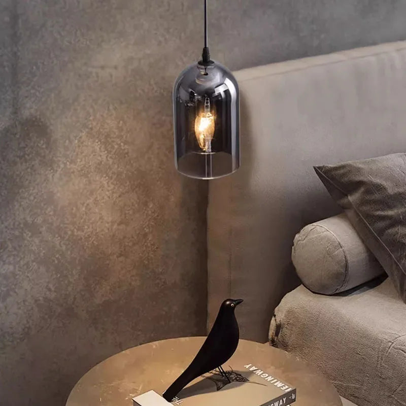 Modern Pendant Lamp – Glass & Iron, 1 or 3 Heads, Dimmable