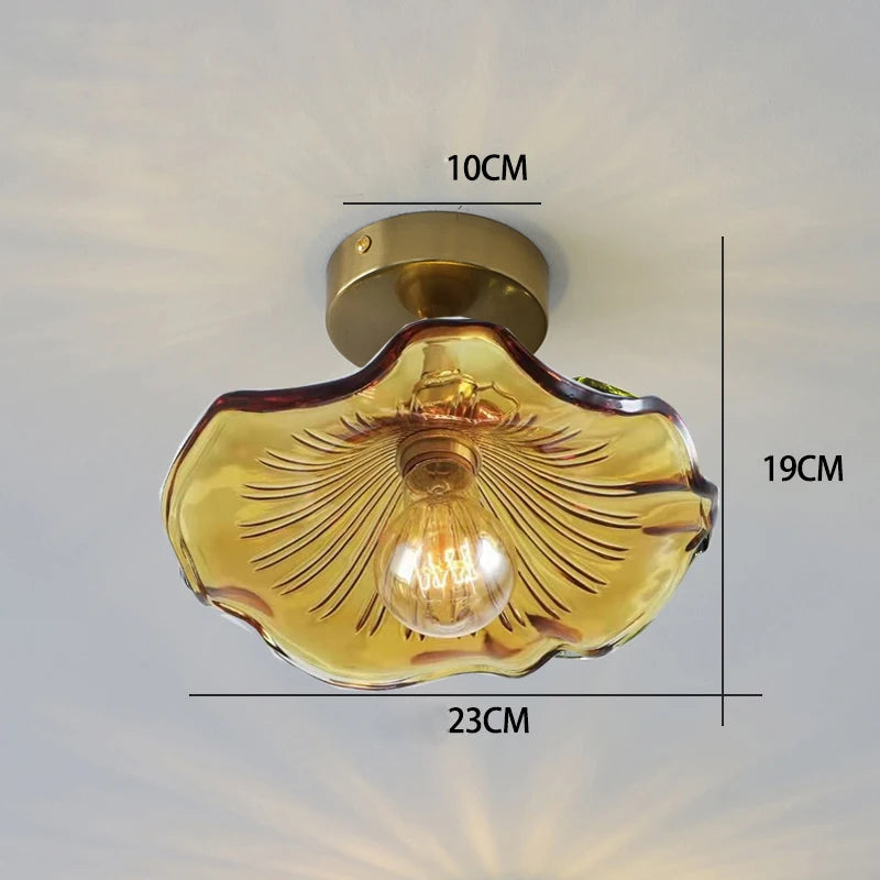 Flower Glass Pendant Lamp - Copper Ceiling Chandelier