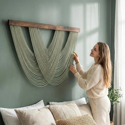 Handwoven Macrame Wall Hanging – Nordic Style, 100 × 60 cm