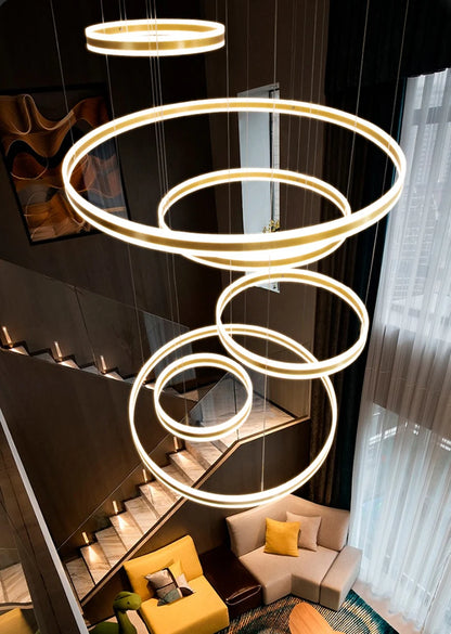 Modern LED Ring Chandelier - Multi-Tier Pendant Light