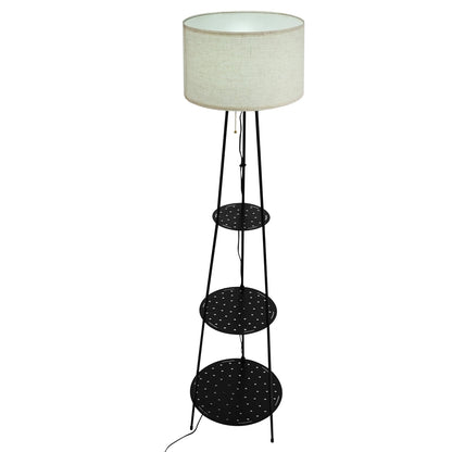 Modern Floor Lamp with 3-Tier Shelf - E27 Standing Light with Storage