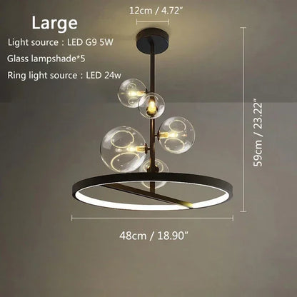 NOSTAGA Glass Circle Pendant Light – LED Chandelier (horizontal)