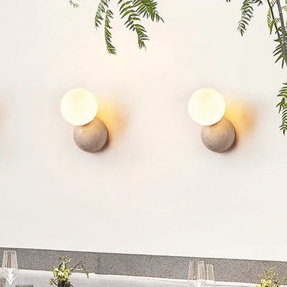 Round Stone Wall Sconce – Warm White Bedside Light