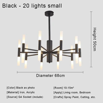 Moderne Nordic Design LED Hanglamp - G4 Kroonluchter Zwart/Goud