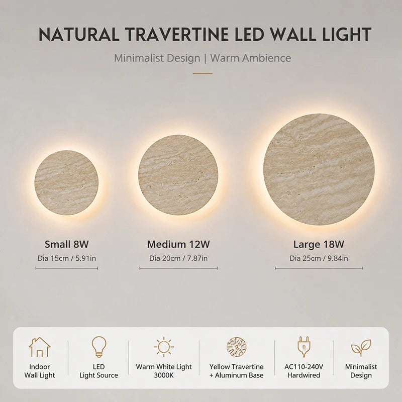 Round LED Wall Sconce – Wabi Sabi Bedside Light
