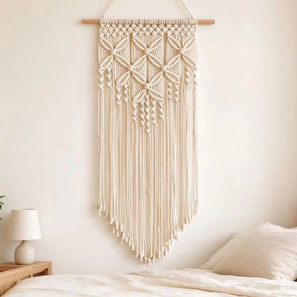 Boho-Makramee-Wandbehang – Handgewebter Baumwoll-Wandteppich