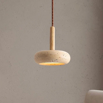Wabi Sabi Stone Pendant Light - Circular LED Chandelier for Dining & Living Room