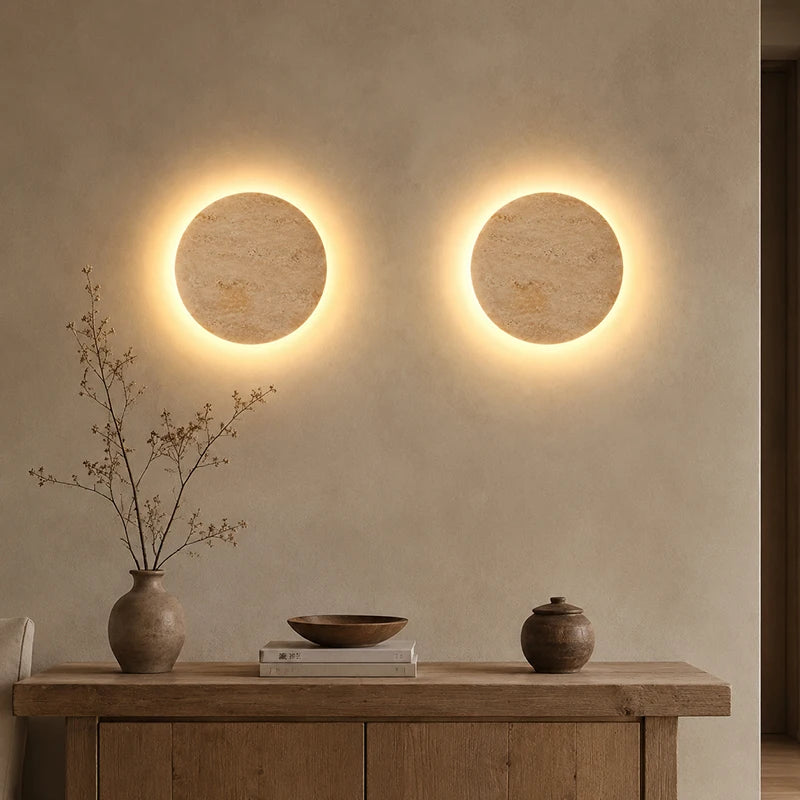 Round LED Wall Sconce – Wabi Sabi Bedside Light