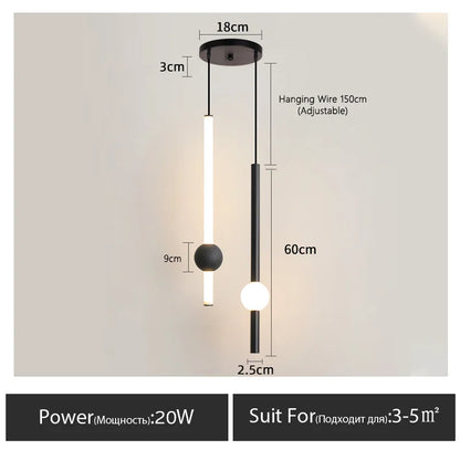Minimalist Bedside Pendant Light - Modern Single Head LED Lamp