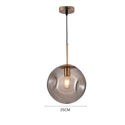 Glass Ball Pendant Lamp – Smoky Grey or Amber | Small & Large