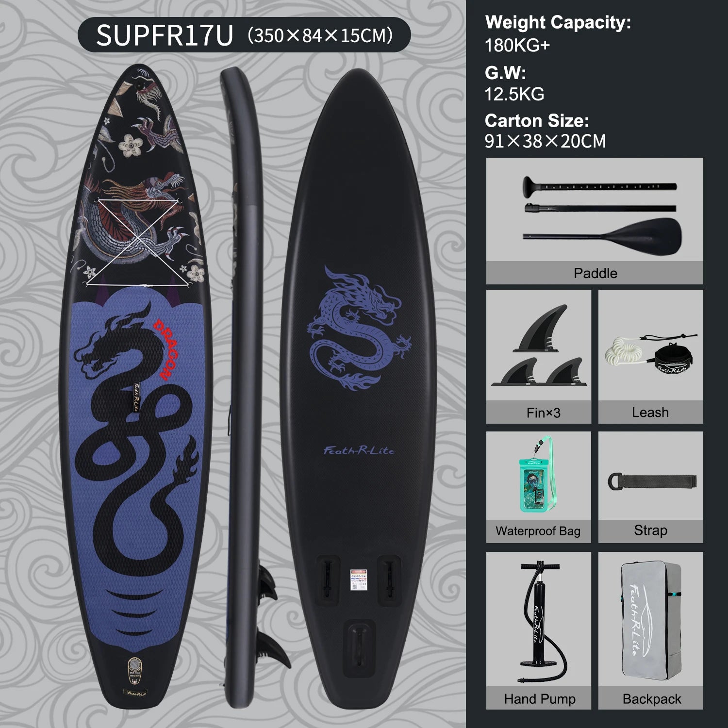 Opblaasbaar supboard met premium accessoires en draagtas