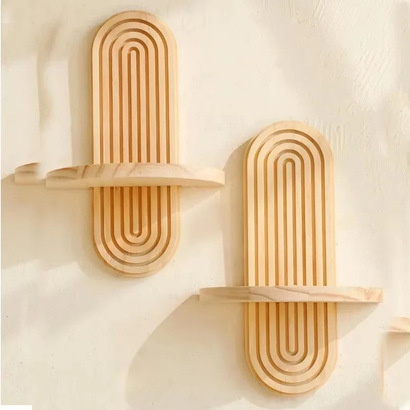 Boho Wooden Wall Shelf