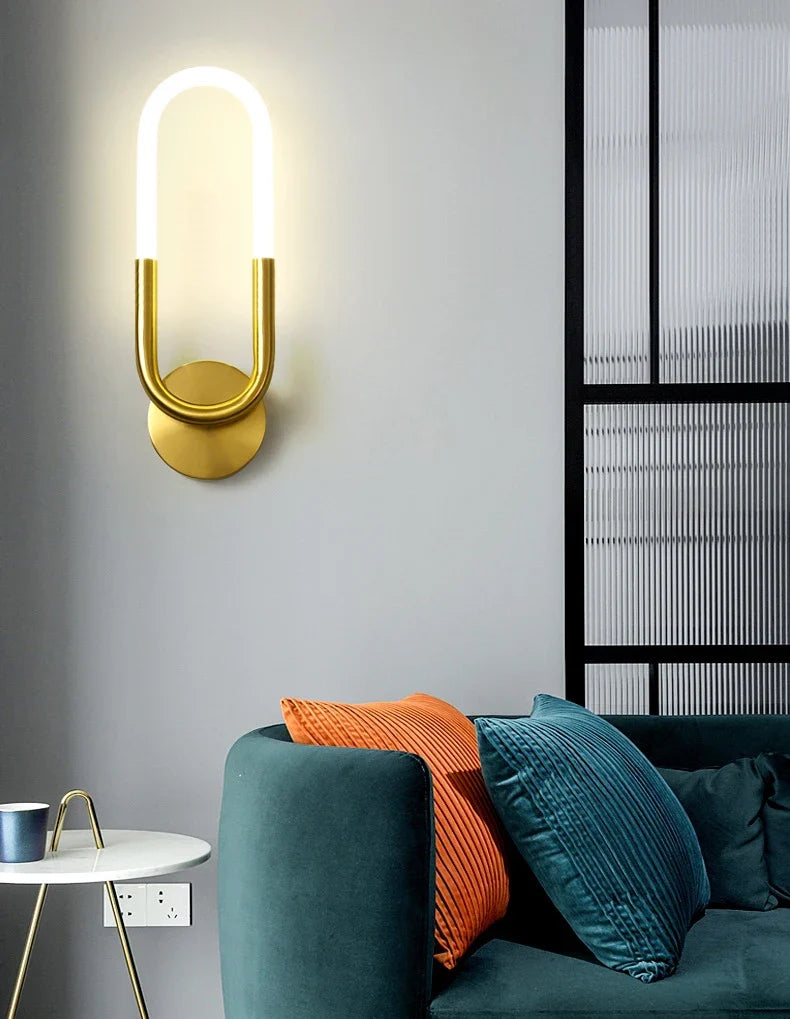 U-vormige led-wandlamp – Art-decodesign | Koper of zwart