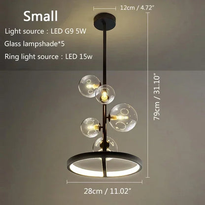 NOSTAGA Glass Circle Pendant Light – LED Chandelier (horizontal)