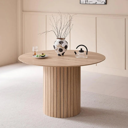 Round Dining Table 120cm - Modern Farmhouse Style for 4-6 People