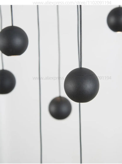 Modern LED Circular Pendant Chandelier - Multi-Light Stairwell Fixture