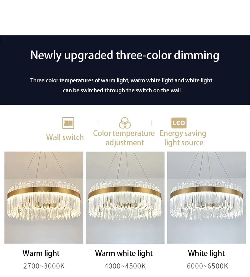 Luxury Crystal Chandelier - Nordic Modern Gold Pendant Light for Living Room & Dining
