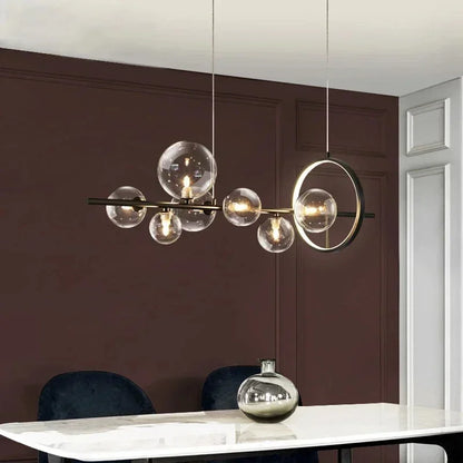 NOSTAGA Glass Circle Pendant Light – LED Chandelier (horizontal)