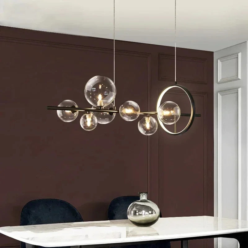 NOSTAGA Glass Circle Pendant Light – LED Chandelier (horizontal)